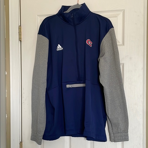Montreal Canadiens 1/4 Zip Pullover Jacket Mens 2XL Blue Logo Adidas Fleece - Picture 1 of 9